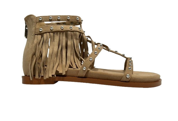 Scarpe donna sandalo Gold&gold con frange beige DS26GG51 GD471