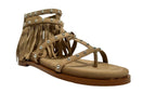Scarpe donna sandalo Gold&gold con frange beige DS26GG51 GD471