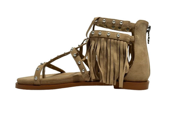 Scarpe donna sandalo Gold&gold con frange beige DS26GG51 GD471