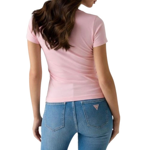 T-shirt donna Guess con strass rosa ES26GU20 W6RI24J1314 A627