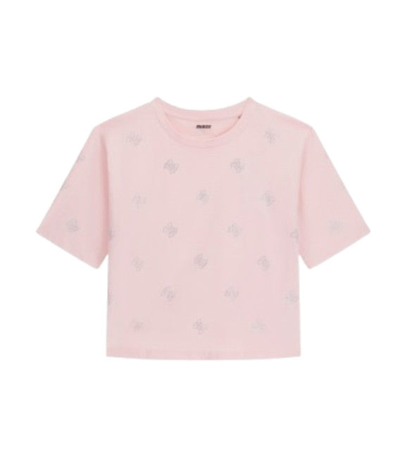 T-shirt donna Guess con strass logo 4G rosa ES26GU72 V6GI18K2985 G63M