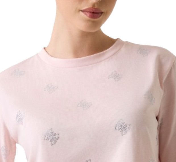 T-shirt donna Guess con strass logo 4G rosa ES26GU72 V6GI18K2985 G63M