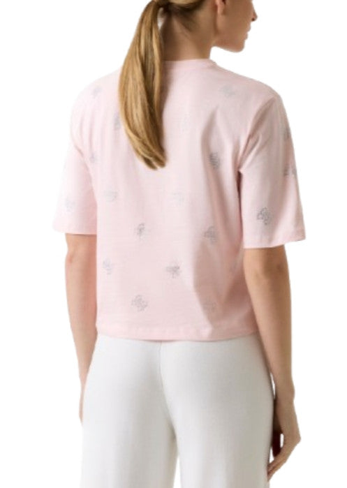 T-shirt donna Guess con strass logo 4G rosa ES26GU72 V6GI18K2985 G63M