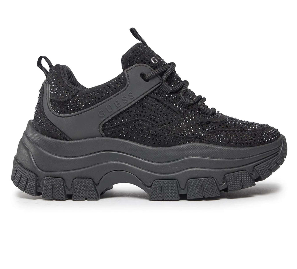 Scarpe Donna Guess sneaker zeppa Bisun Rhinestone Black D24GU42 FL82BIESU12