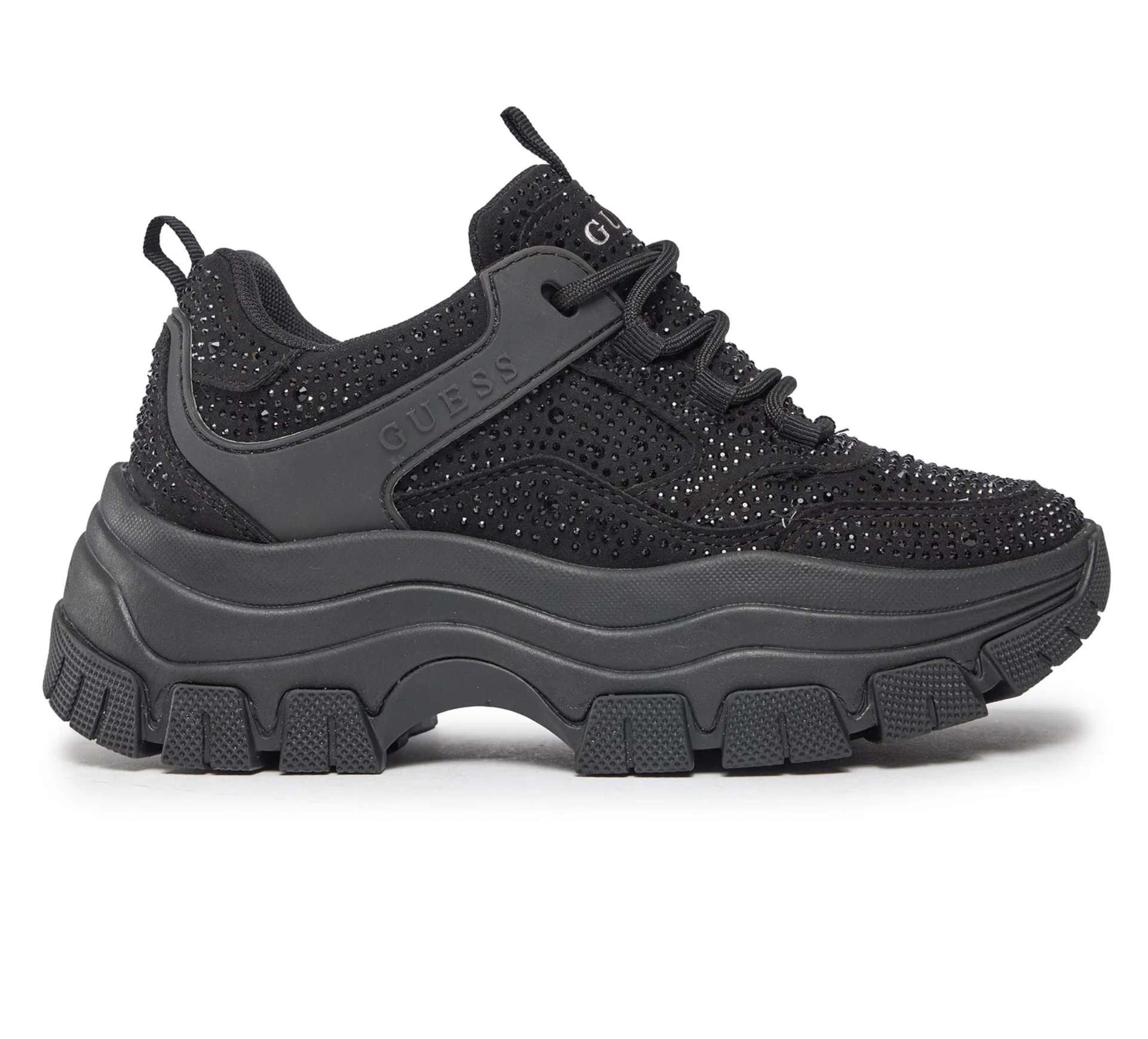 Scarpe Donna Guess sneaker zeppa Bisun Rhinestone Black D24GU42 FL82BIESU12