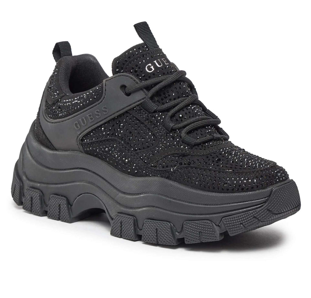 Scarpe Donna Guess sneaker zeppa Bisun Rhinestone Black D24GU42 FL82BIESU12