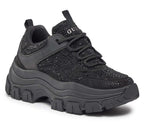 Scarpe Donna Guess sneaker zeppa Bisun Rhinestone Black D24GU42 FL82BIESU12