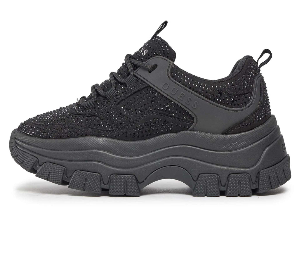 Scarpe Donna Guess sneaker zeppa Bisun Rhinestone Black D24GU42 FL82BIESU12