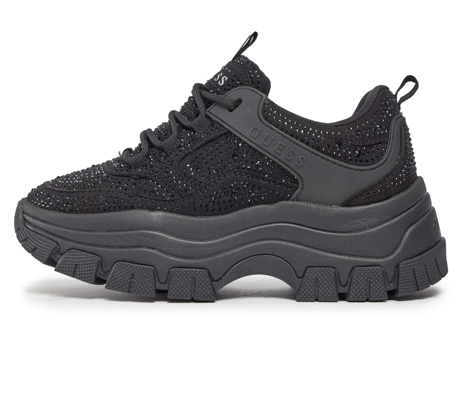 Scarpe Donna Guess sneaker zeppa Bisun Rhinestone Black D24GU42 FL82BIESU12