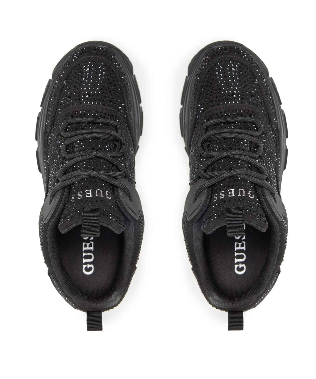 Scarpe Donna Guess sneaker zeppa Bisun Rhinestone Black D24GU42 FL82BIESU12