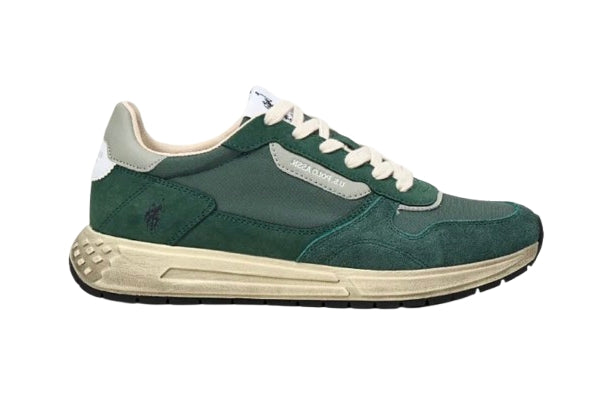 Scarpe U.S. Polo sneaker running Seneka004A in ecopelle scamosciata/tessuto/pelle green US26UP11