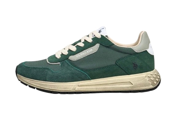 Scarpe U.S. Polo sneaker running Seneka004A in ecopelle scamosciata/tessuto/pelle green US26UP11