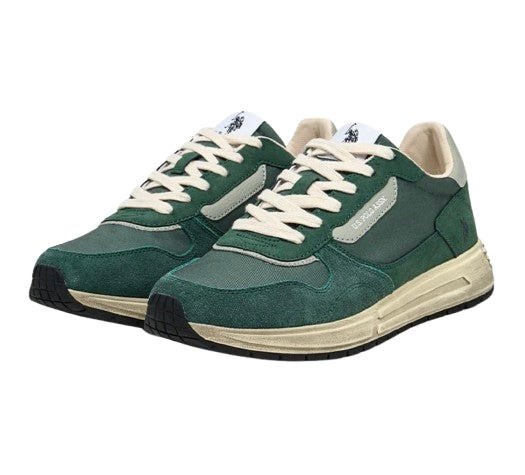 Scarpe U.S. Polo sneaker running Seneka004A in ecopelle scamosciata/tessuto/pelle green US26UP11