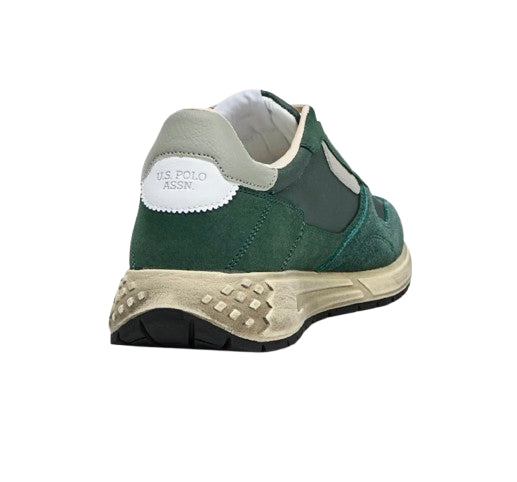 Scarpe U.S. Polo sneaker running Seneka004A in ecopelle scamosciata/tessuto/pelle green US26UP11