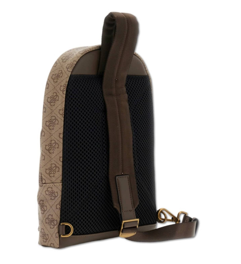 Borsa Guess uomo zaino monospalla Milano beige/brown UB27GU01 HMMILOP6202