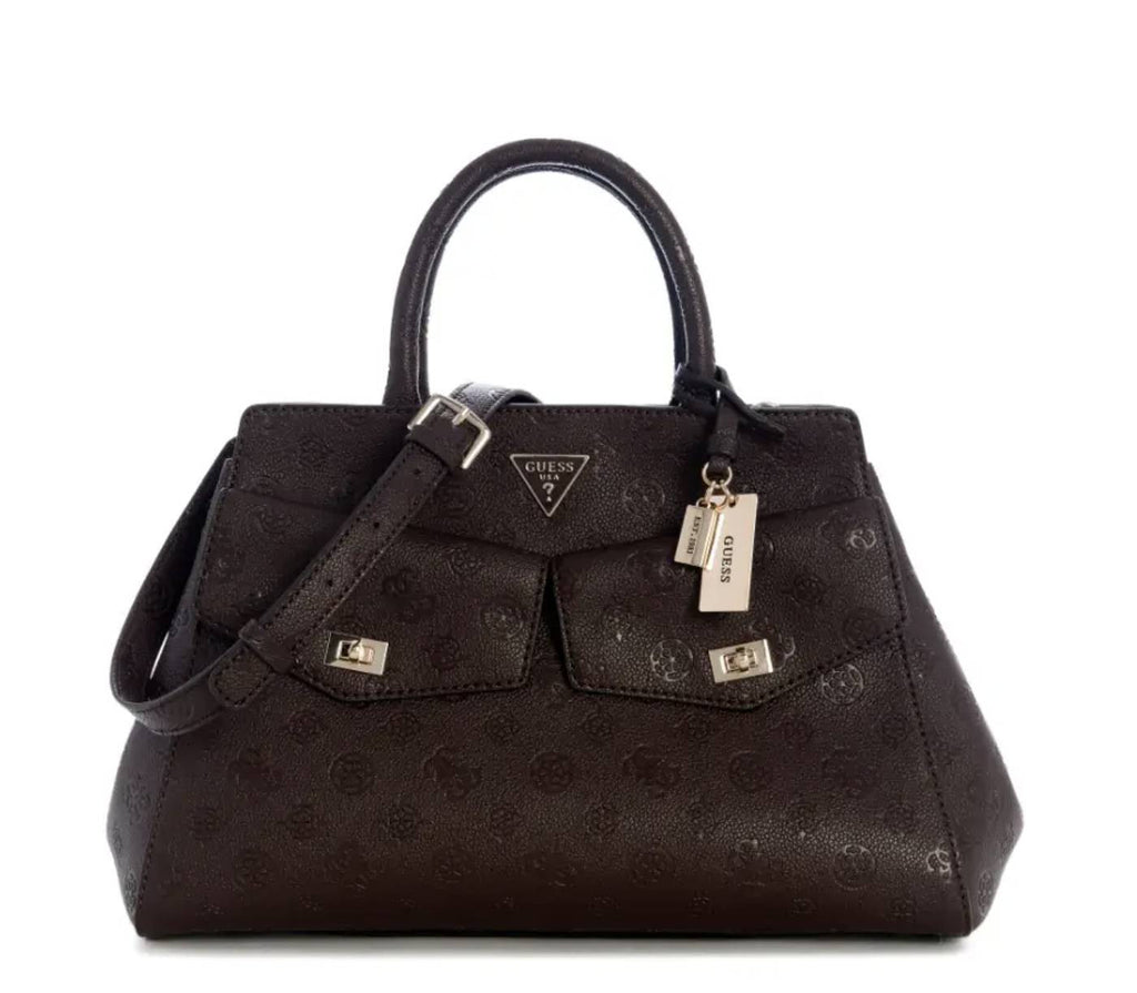 Borsa donna Guess mano/spalla Blake large satchel brown logo B27GU125 PD222207