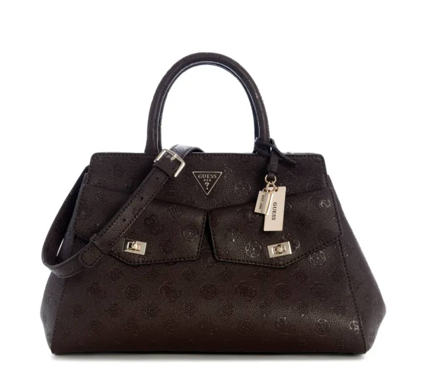 Borsa donna Guess mano/spalla Blake large satchel brown logo B27GU125 PD222207