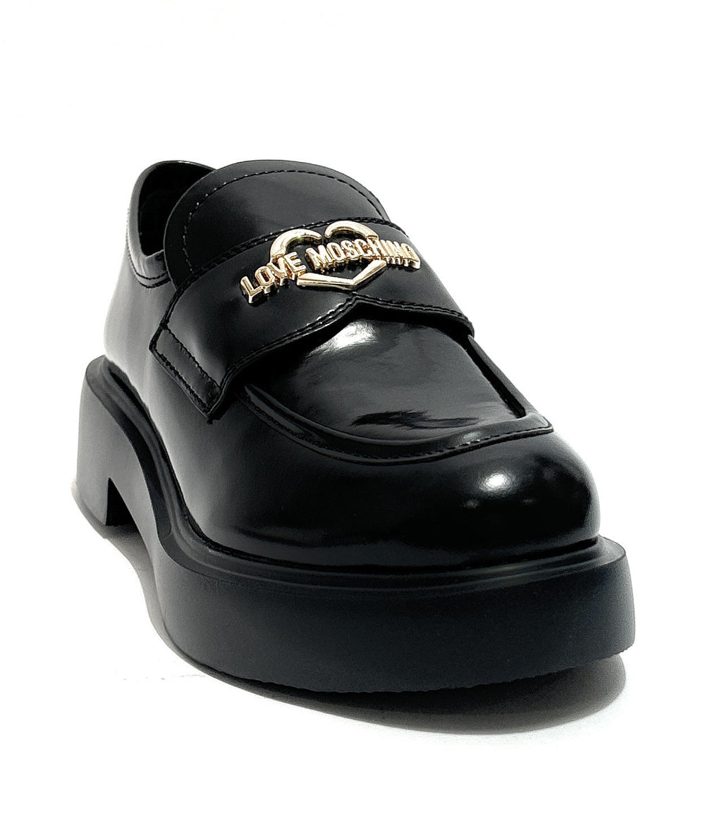 Scarpe Love Moschino mocassino donna in pelle nero D27MO02 JA10404G1PJD0000