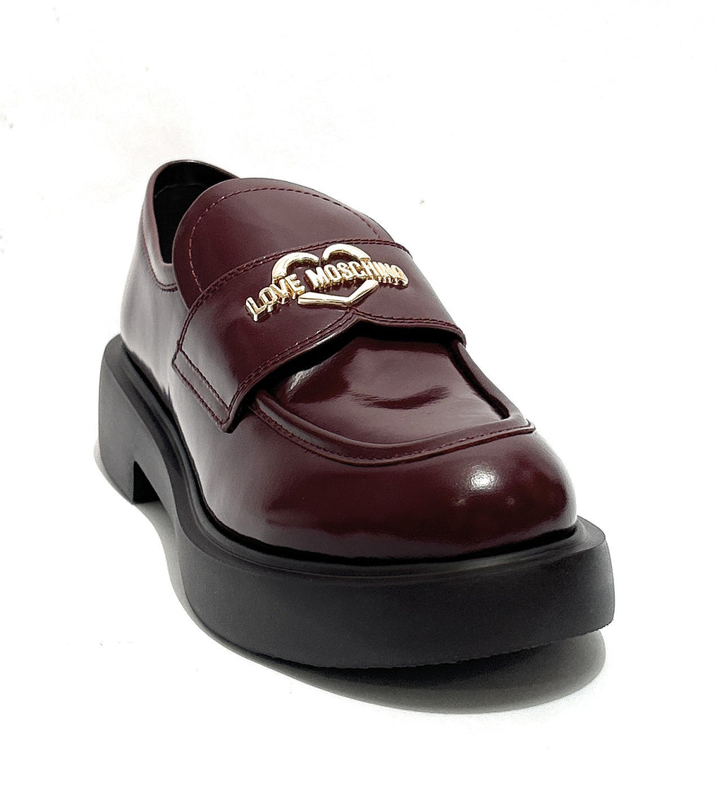 Scarpe Love Moschino mocassino donna in pelle vino D27MO05 JA10404G1PJD0552