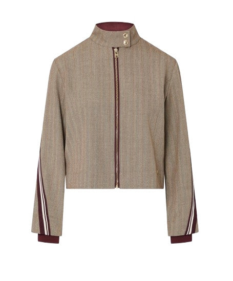 Giacca donna Liu-Jo navetta con tape bicolor brown rust strip E27LJ13 TF6146 T692A DDX06