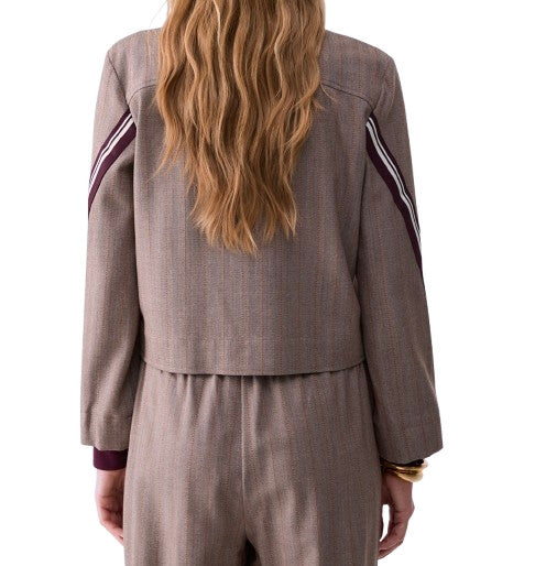 Giacca donna Liu-Jo navetta con tape bicolor brown rust strip E27LJ13 TF6146 T692A DDX06