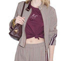 Giacca donna Liu-Jo navetta con tape bicolor brown rust strip E27LJ13 TF6146 T692A DDX06