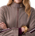 Giacca donna Liu-Jo navetta con tape bicolor brown rust strip E27LJ13 TF6146 T692A DDX06