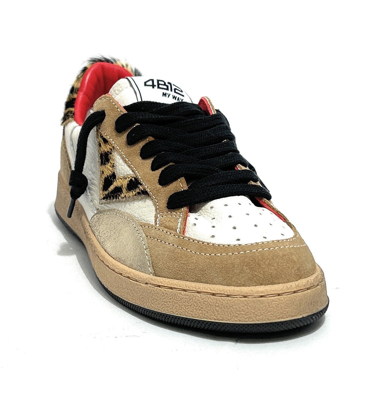 Sneaker donna 4B12 beige animalier D27QB02 PLAYNEW-D2039