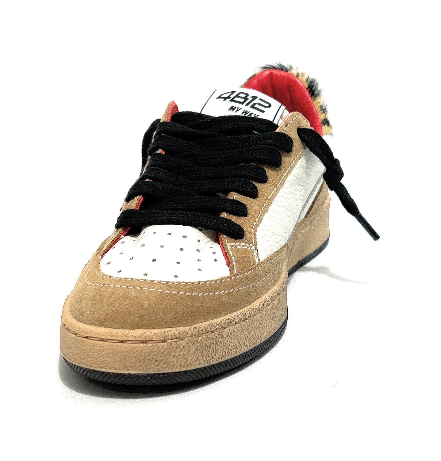 Sneaker donna 4B12 beige animalier D27QB02 PLAYNEW-D2039