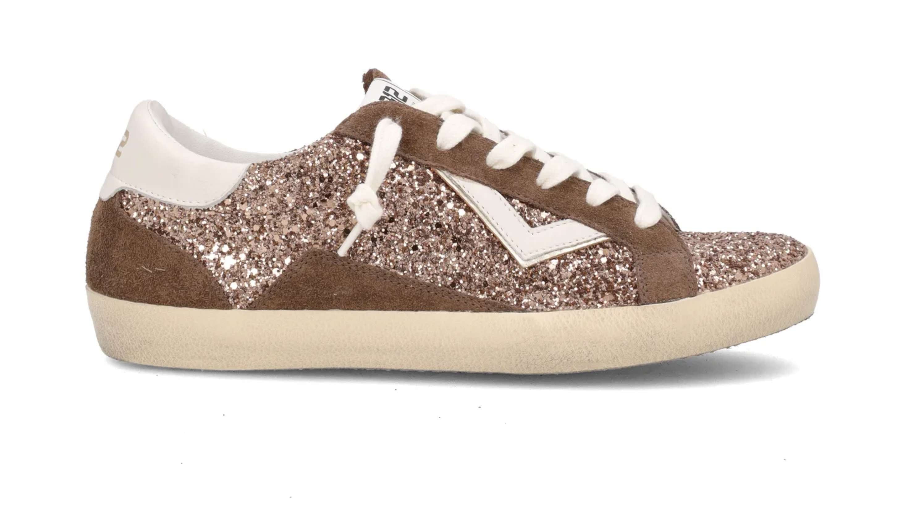 Scarpe donna 4B12 sneaker nocciola con strass D27QB01 SUPRIME-D8020