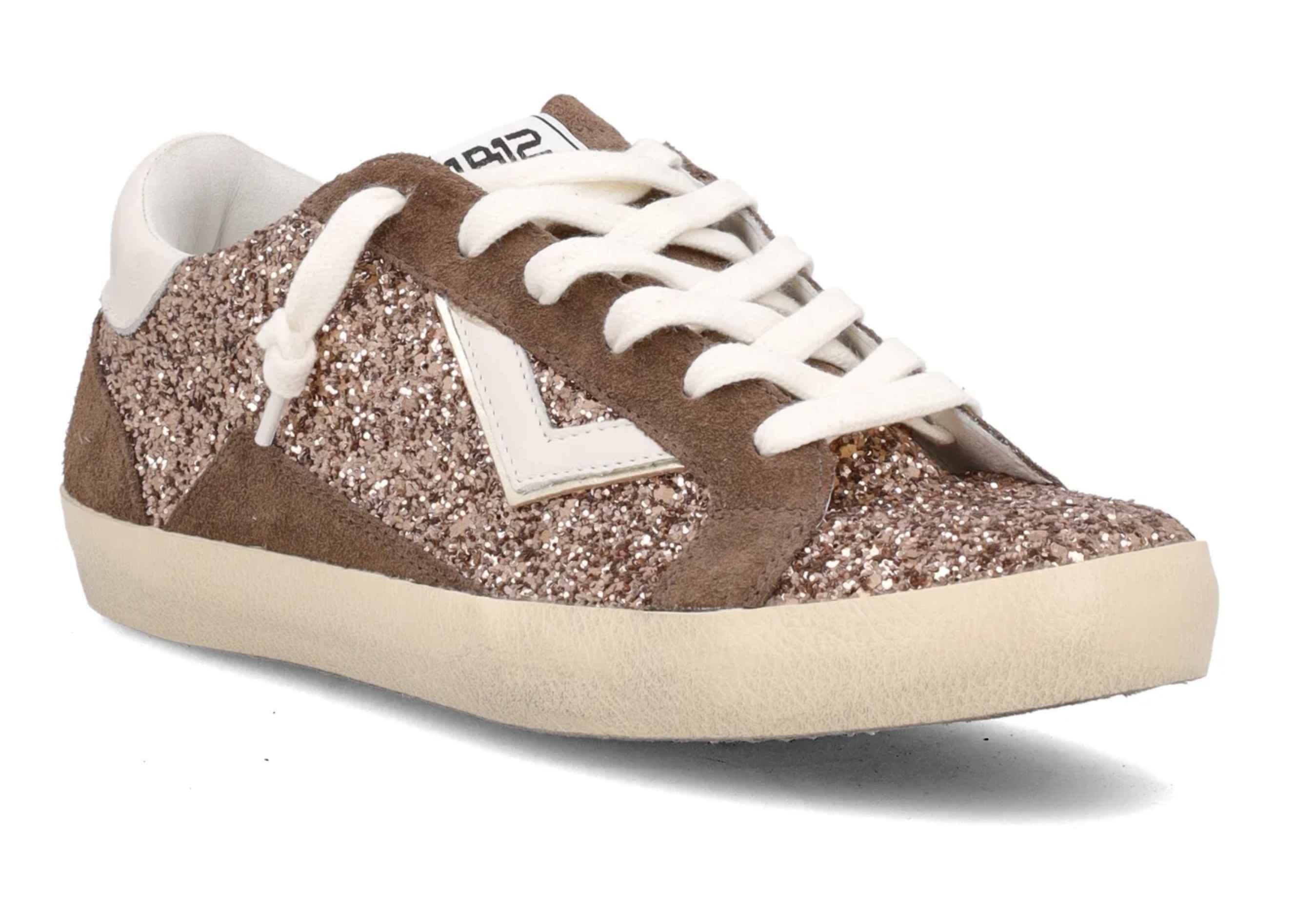 Scarpe donna 4B12 sneaker nocciola con strass D27QB01 SUPRIME-D8020