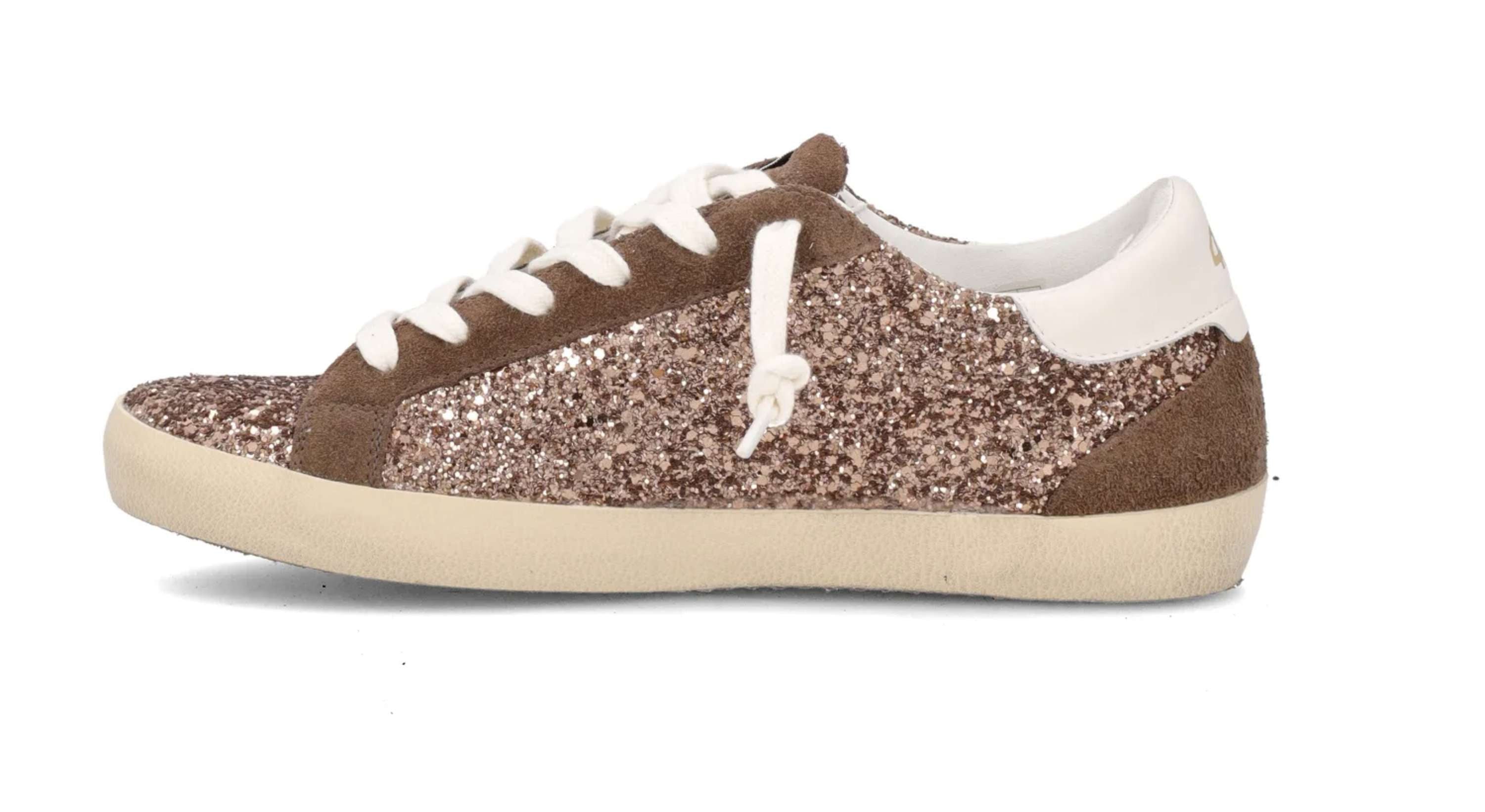 Scarpe donna 4B12 sneaker nocciola con strass D27QB01 SUPRIME-D8020
