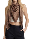 Foulard donna Guess Lindsey jacquard marrone multilogo C27GU09 AW5526VIS03