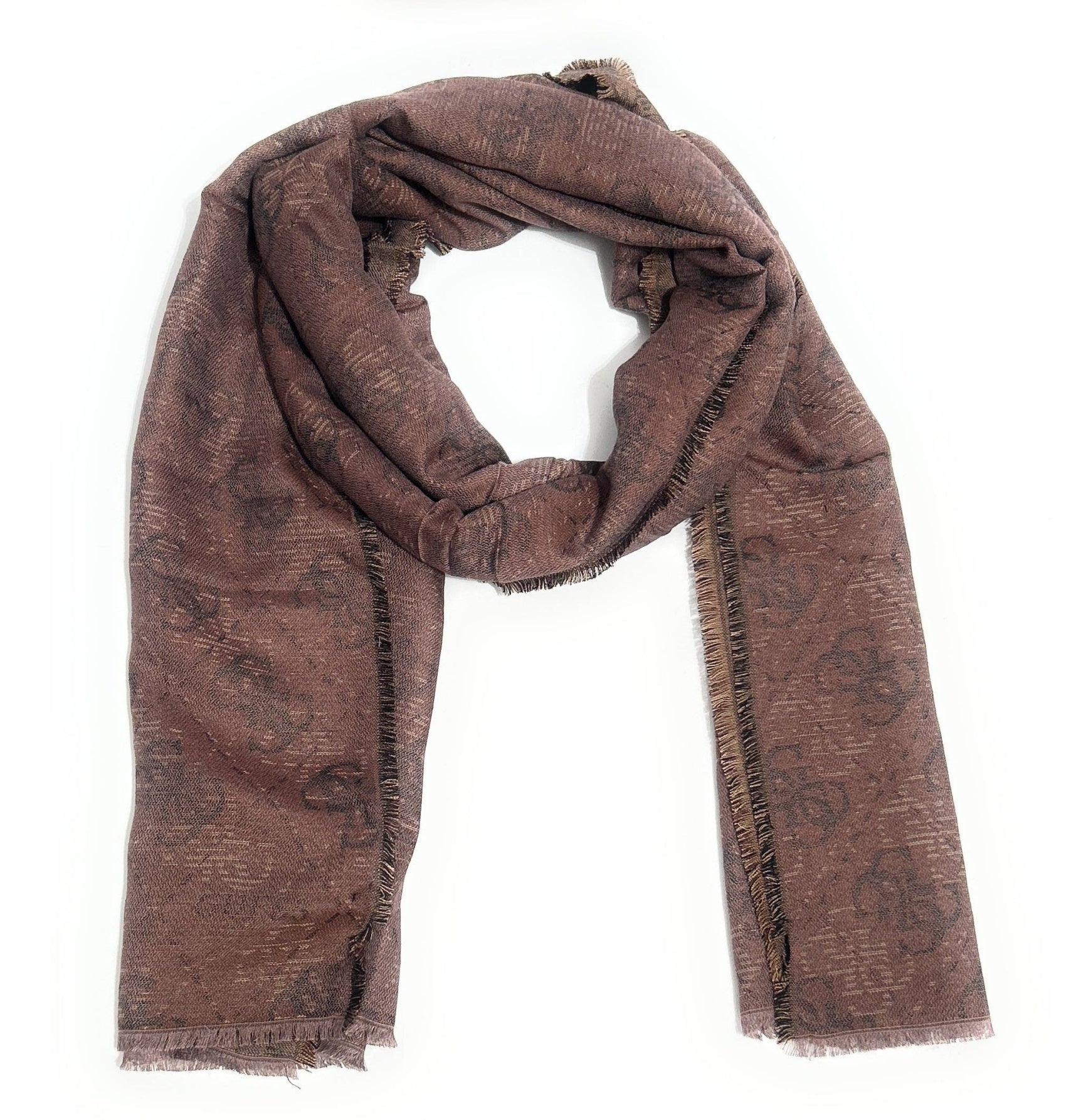 Foulard unisex Guess Boston jacquard marrone multilogo C27GU07 AM9618MOD03
