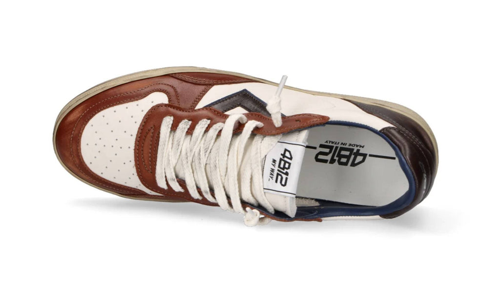 Scarpe uomo 4B12 sneakers white/ brown U27QB07 HYPER-U3016
