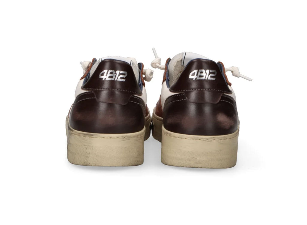Scarpe uomo 4B12 sneakers white/ brown U27QB07 HYPER-U3016