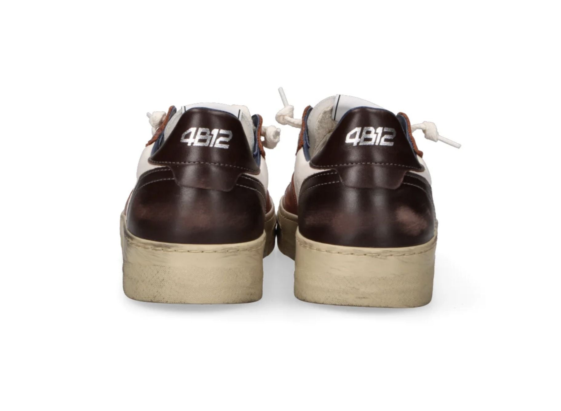 Scarpe uomo 4B12 sneakers white/ brown U27QB07 HYPER-U3016