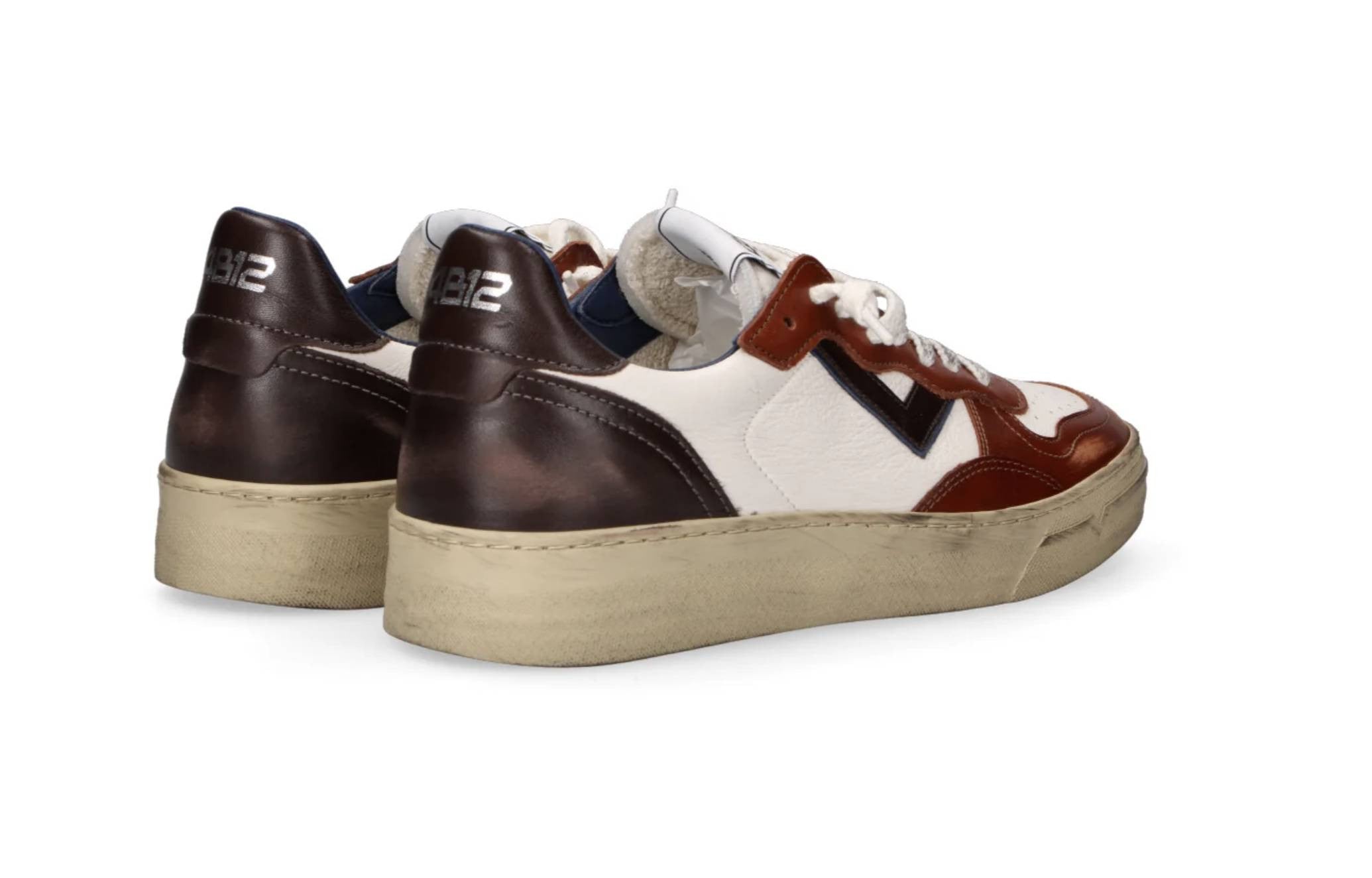 Scarpe uomo 4B12 sneakers white/ brown U27QB07 HYPER-U3016