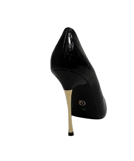Scarpe donna décolleté Gold&gold tc 100 ecopelle cocco nero D27GG07 GD846-2