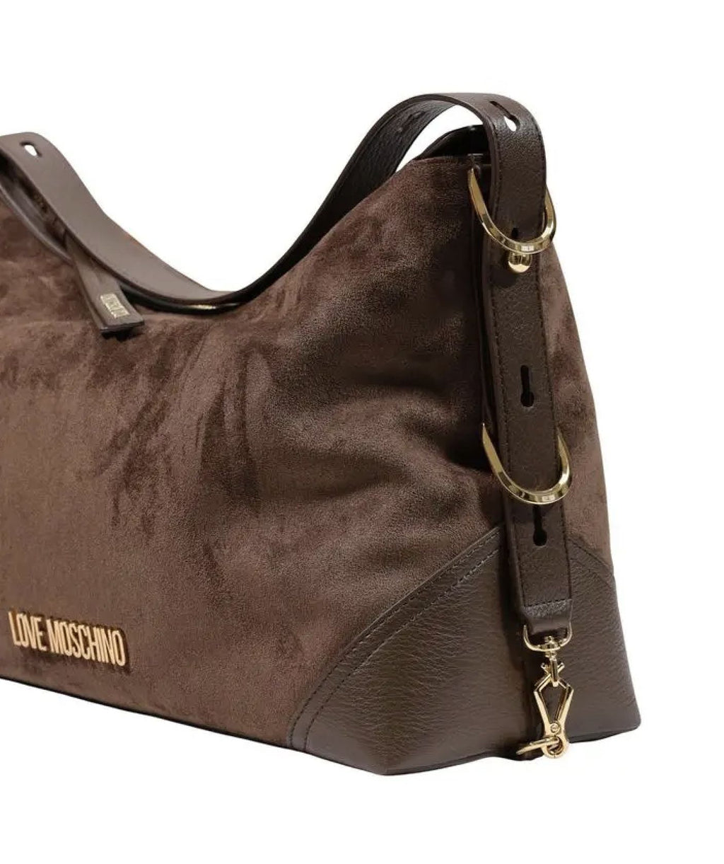 Borsa donna a mano/ spalla Love Moschino velour marrone B27MO53 JC4090PP1PLD130A