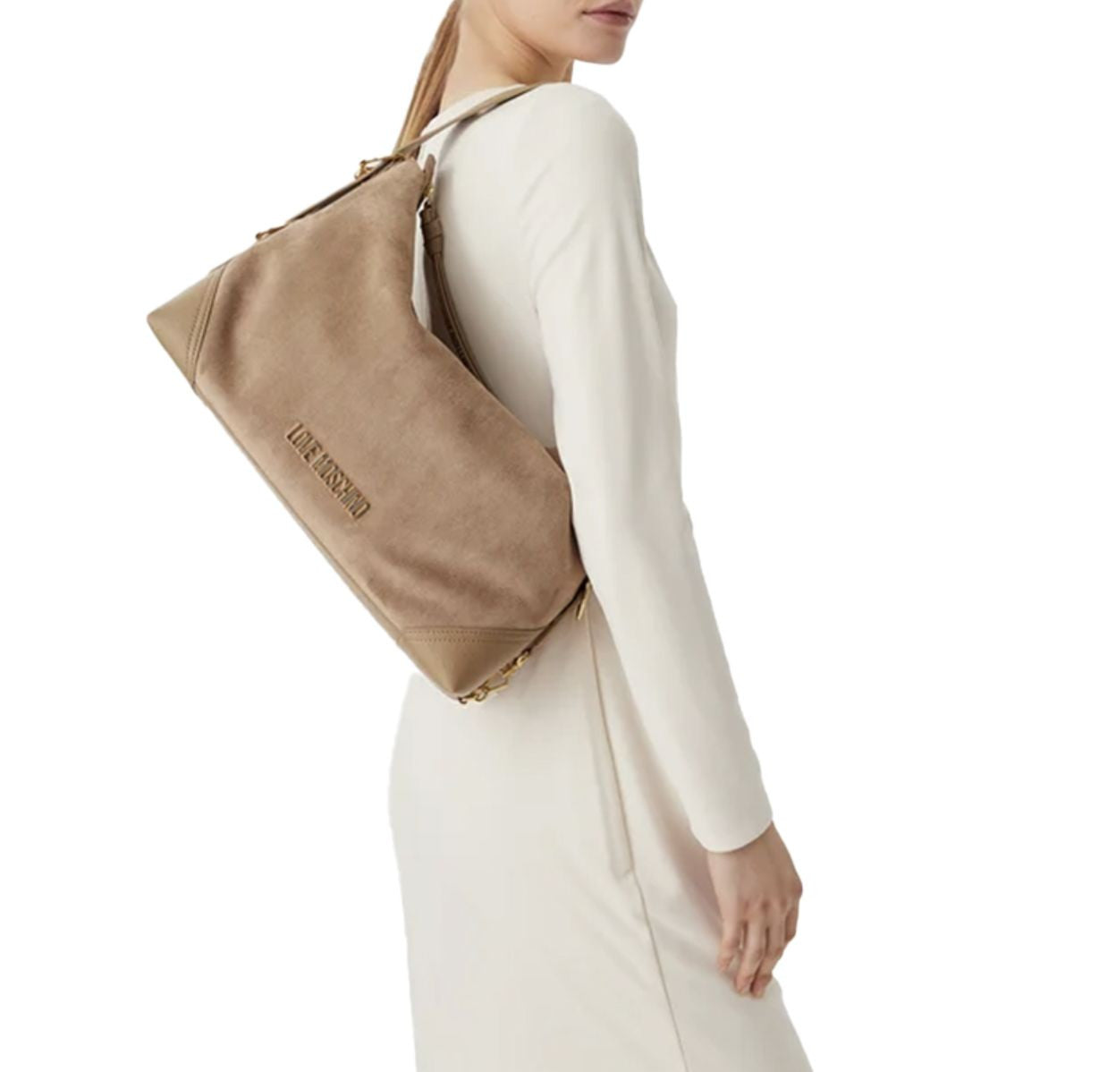 Borsa donna a mano/ spalla Love Moschino velour sabbia B27MO56 JC4090PP1PLD110A