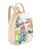 Zaino donna Braccialini Cartoline Napoli in ecopelle rosa B27BR05 B19166
