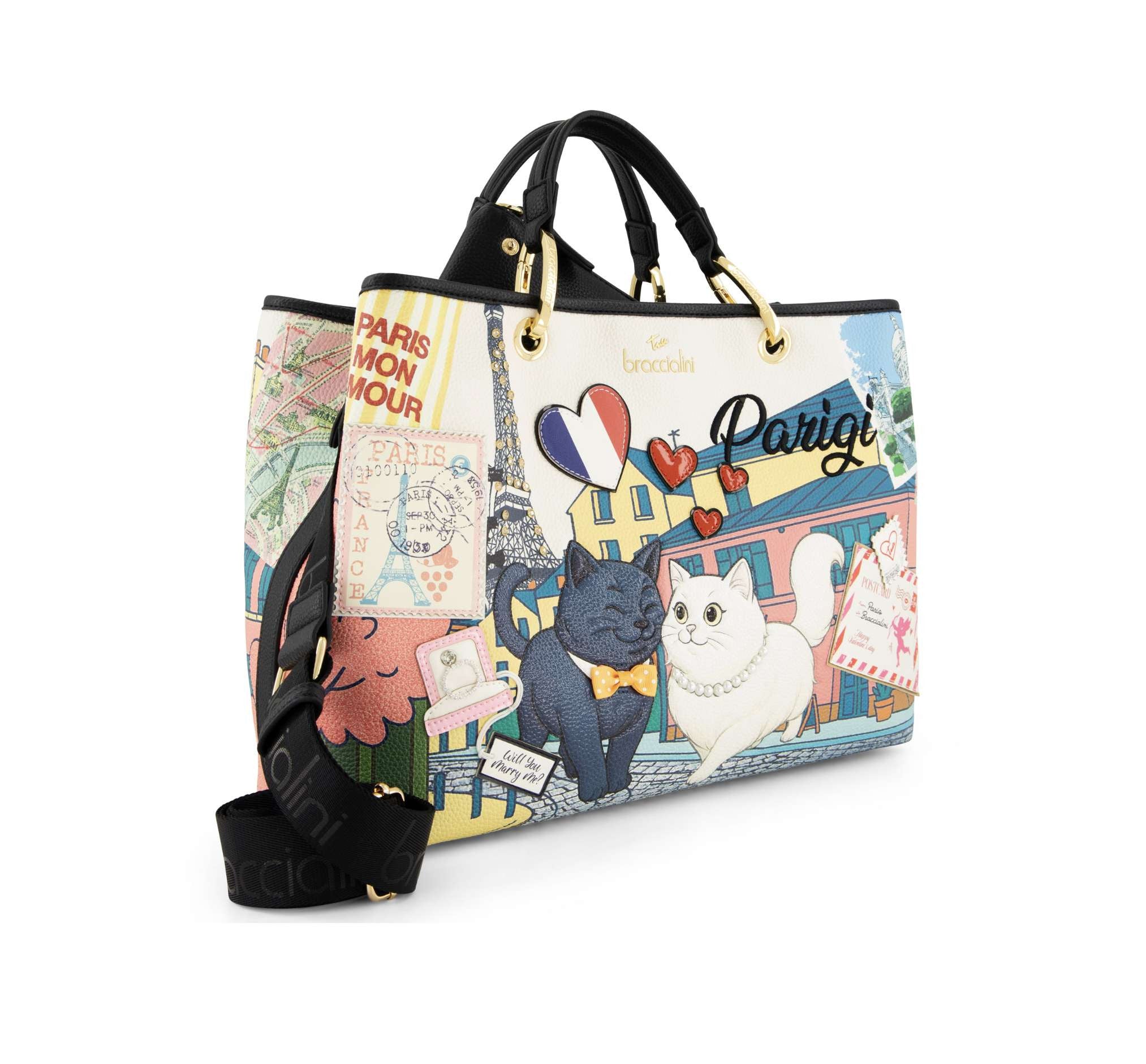Borsa a mano/tracolla Braccialini Cartoline Parigi multicolore B27BR13 B19162