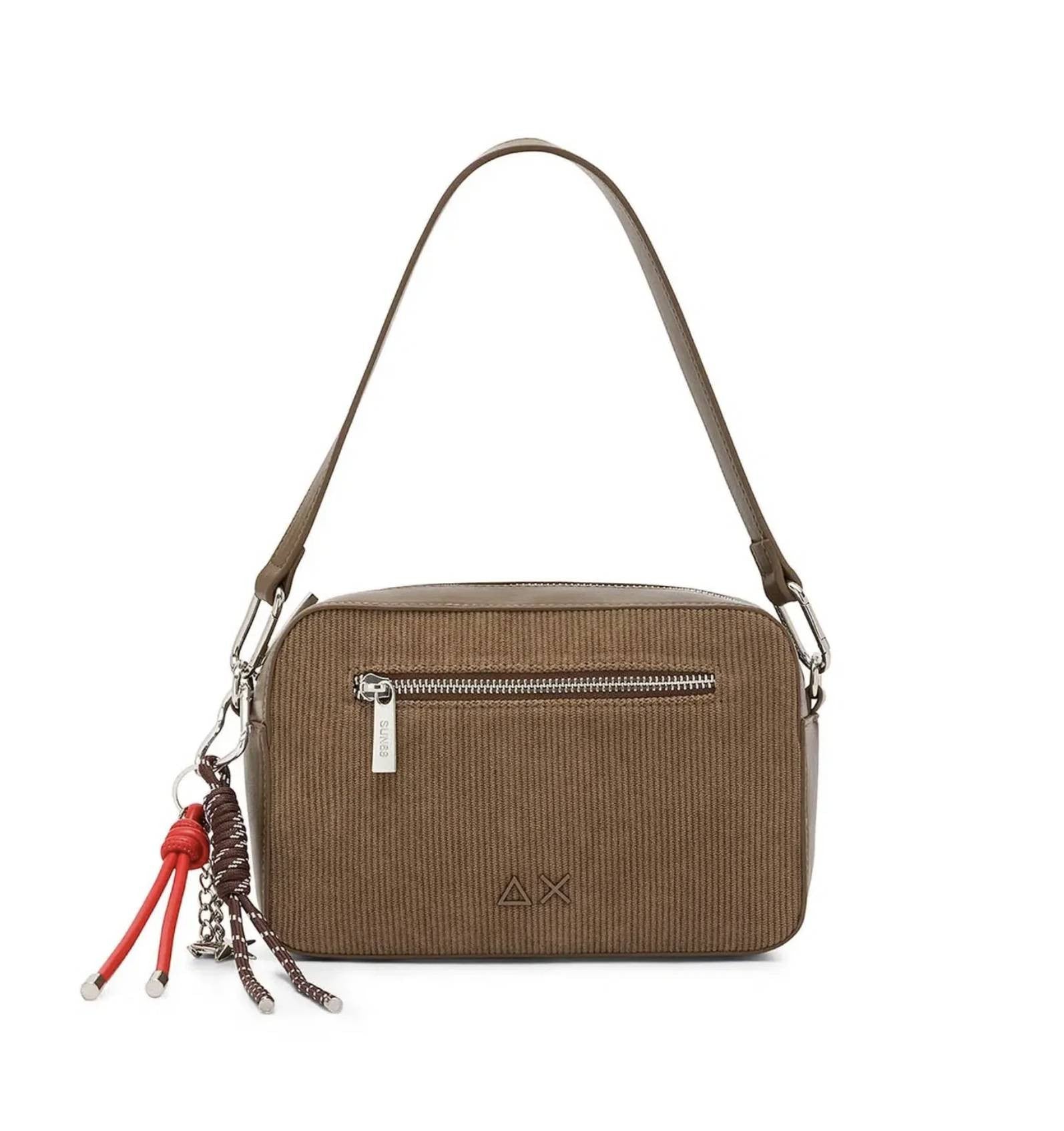 Borsa donna a mano/ tracolla Sun 68 camera bag velvet corduroy beige scuro B27SU07 Y46218