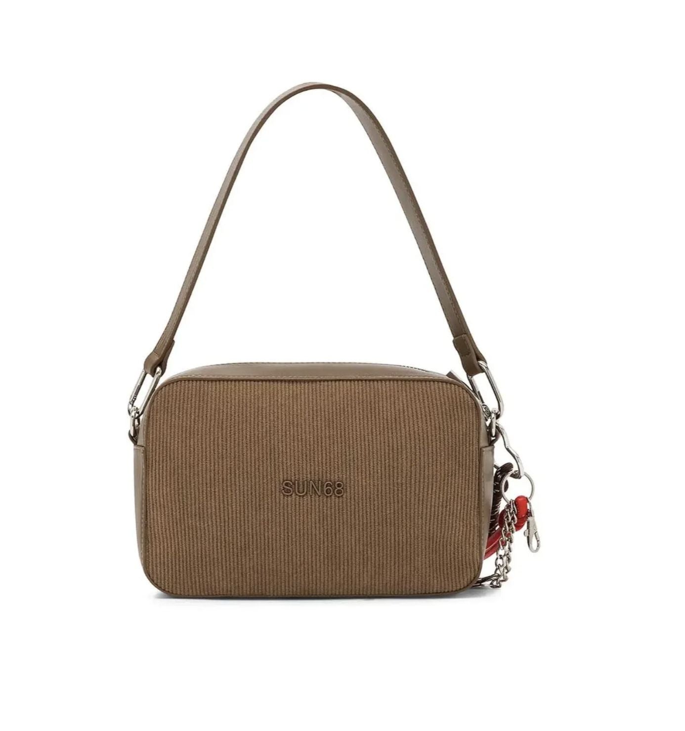 Borsa donna a mano/ tracolla Sun 68 camera bag velvet corduroy beige scuro B27SU07 Y46218