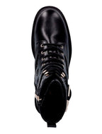 Scarpe donna Guess anfibio in ecopelle nero multilogo embossed D27GU34 FLFFEIELE10