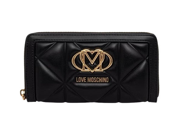 Portafoglio donna Love Moschino zip around trapuntata nero A27MO01 JC5644PP1PLC0000