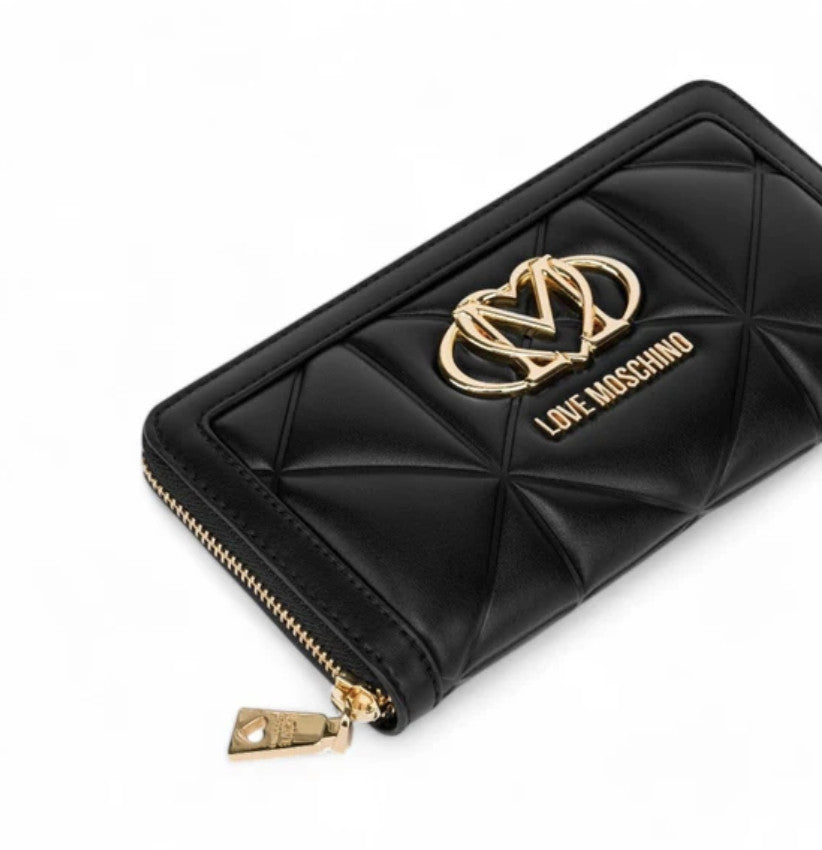Portafoglio donna Love Moschino zip around trapuntata nero A27MO01 JC5644PP1PLC0000