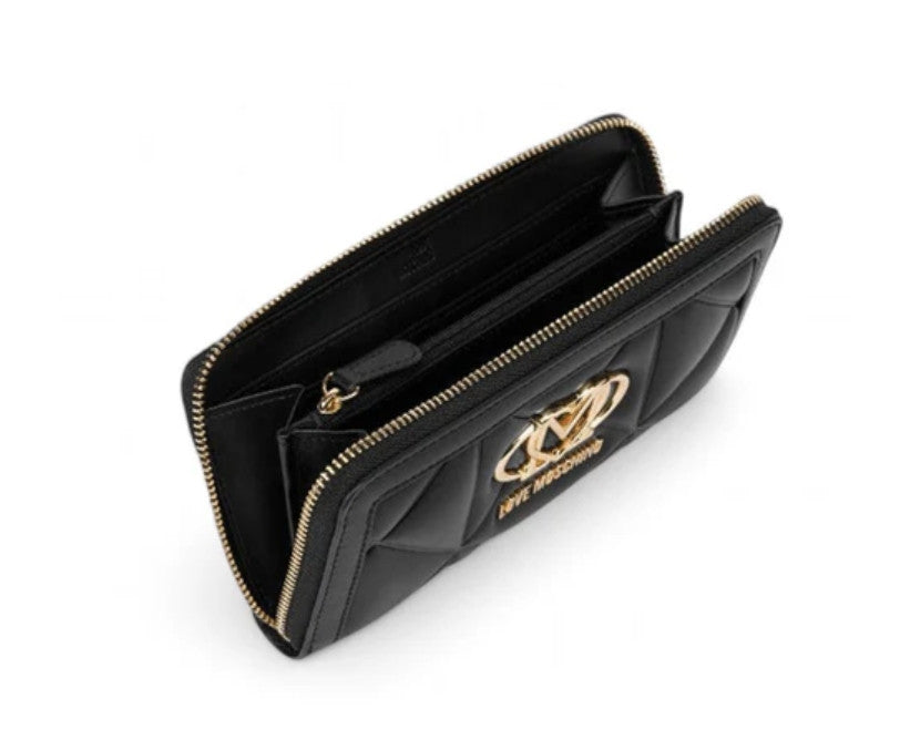 Portafoglio donna Love Moschino zip around trapuntata nero A27MO01 JC5644PP1PLC0000