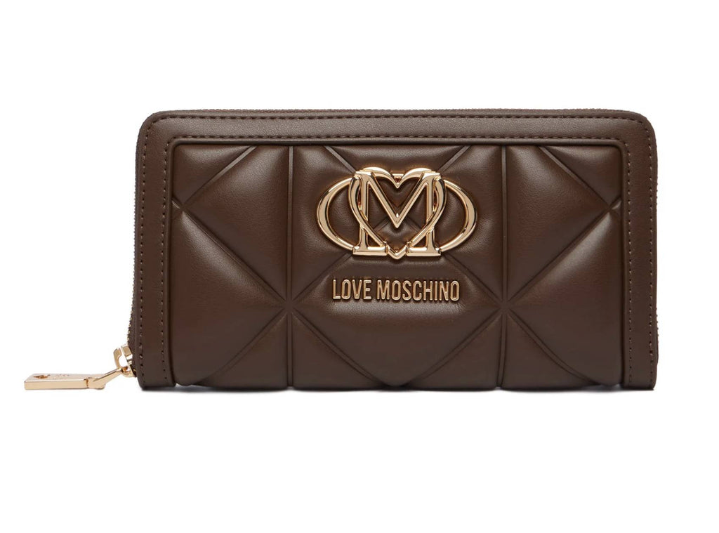 Portafoglio donna Love Moschino zip around trapuntata marrone A27MO02 JC5644PP1PLC0300